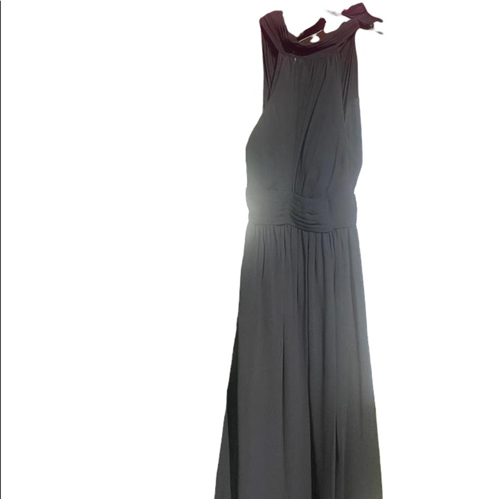 Sleeveless black bridesmaid dress with high slit